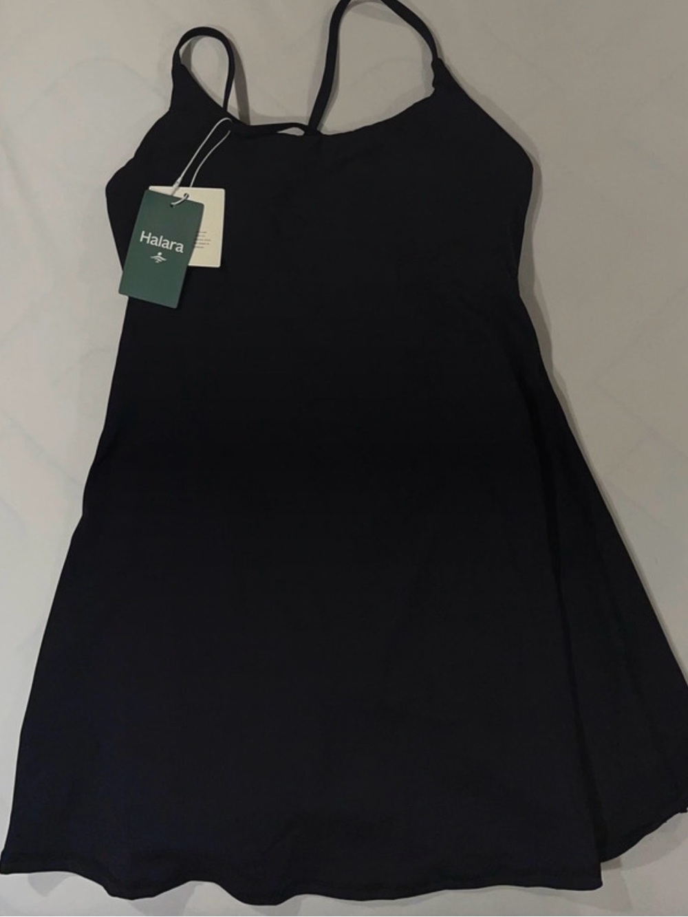 HALARA Black Mini Slip Dress with Spaghetti Straps